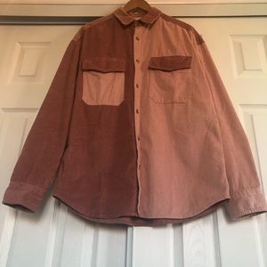 ASOS DESIGN 90s oversized color block cord shirt in pink